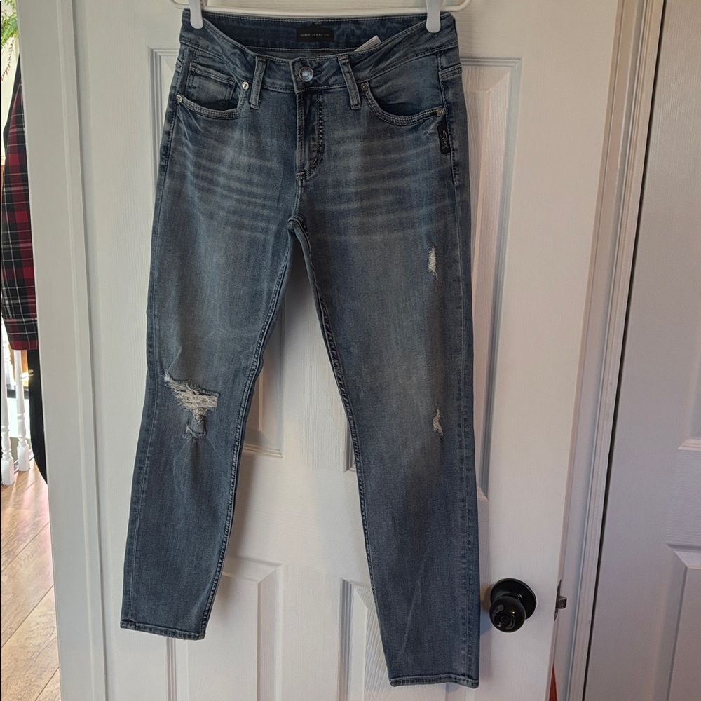 Silver Distressed Boyfriend